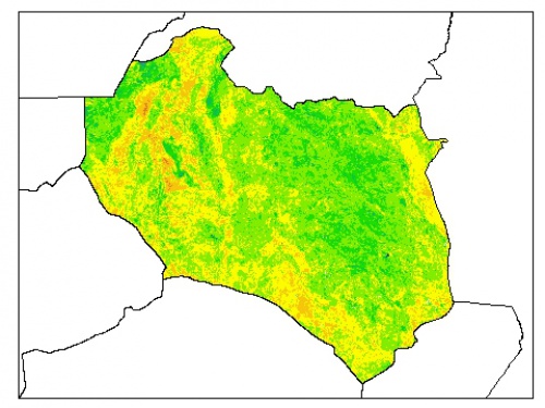  نقشه رطوبت اشباع خاک در عمق 60 سانتیمتری استان خراسان جنوبي