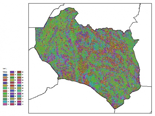  نقشه ظرفیت تبادلی کاتیون خاک در عمق 15 سانتیمتری استان خراسان جنوبي