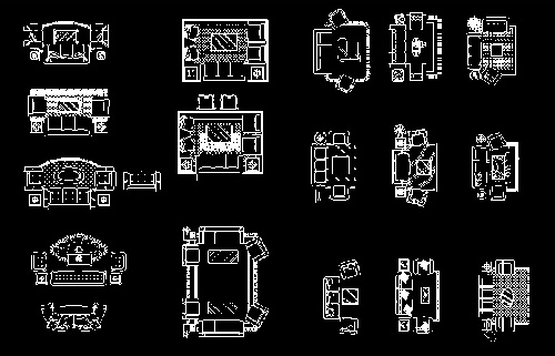  فایل اتوکد آبجکت انواع مبلمان اتاق نشیمن