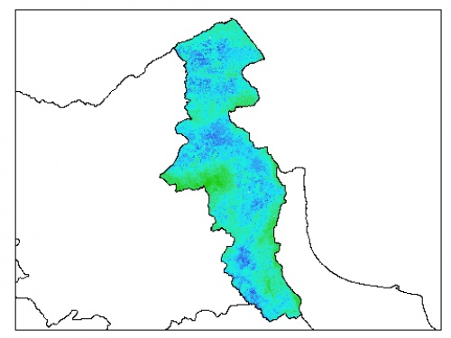  نقشه وزن مخصوص ظاهری خاک در عمق صفر سانتیمتری استان اردبيل
